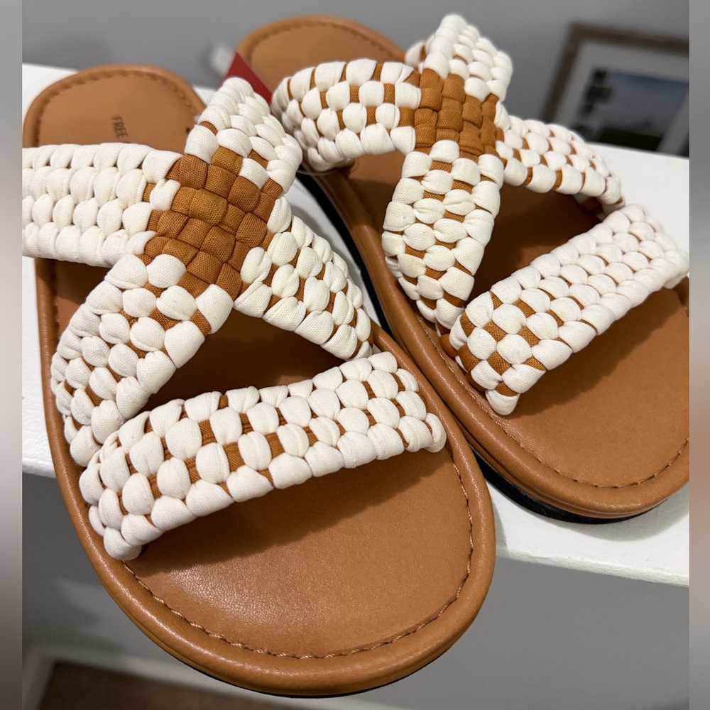 Free People Edgewater Tan Woven Slide Sandals-Boho Slip-On - Size 7, 7.5 & 8-NWT - Picture 8 of 14